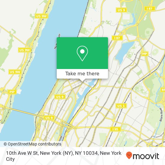 Mapa de 10th Ave W St, New York (NY), NY 10034