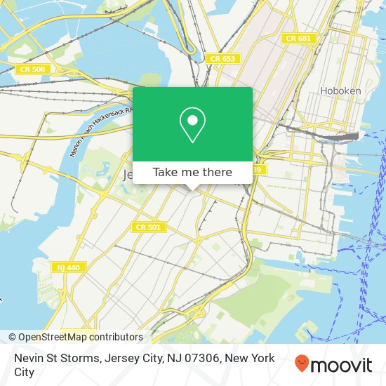 Mapa de Nevin St Storms, Jersey City, NJ 07306