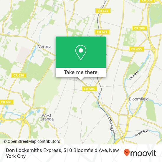 Mapa de Don Locksmiths Express, 510 Bloomfield Ave