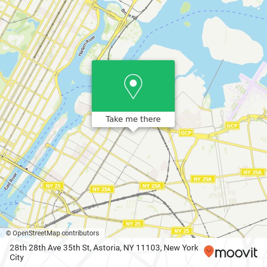 Mapa de 28th 28th Ave 35th St, Astoria, NY 11103