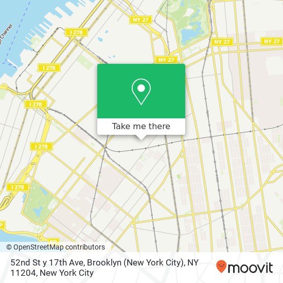 Mapa de 52nd St y 17th Ave, Brooklyn (New York City), NY 11204