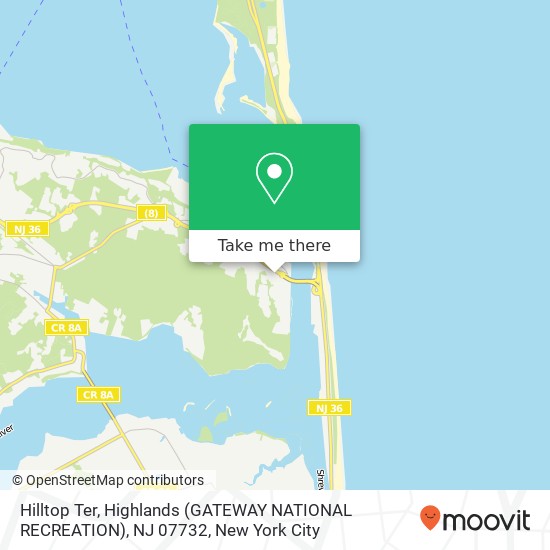 Mapa de Hilltop Ter, Highlands (GATEWAY NATIONAL RECREATION), NJ 07732