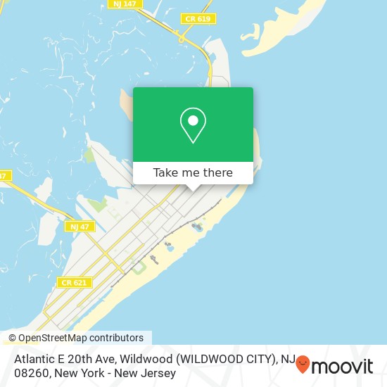 Mapa de Atlantic E 20th Ave, Wildwood (WILDWOOD CITY), NJ 08260