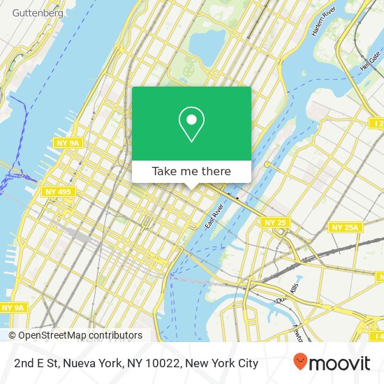 Mapa de 2nd E St, Nueva York, NY 10022