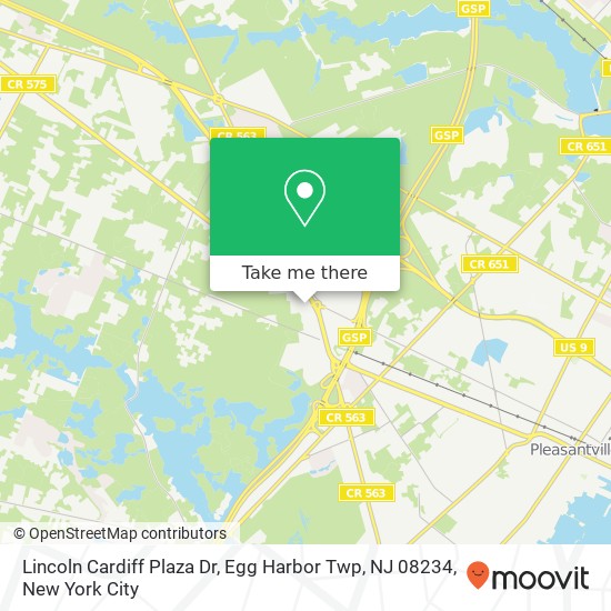 Mapa de Lincoln Cardiff Plaza Dr, Egg Harbor Twp, NJ 08234