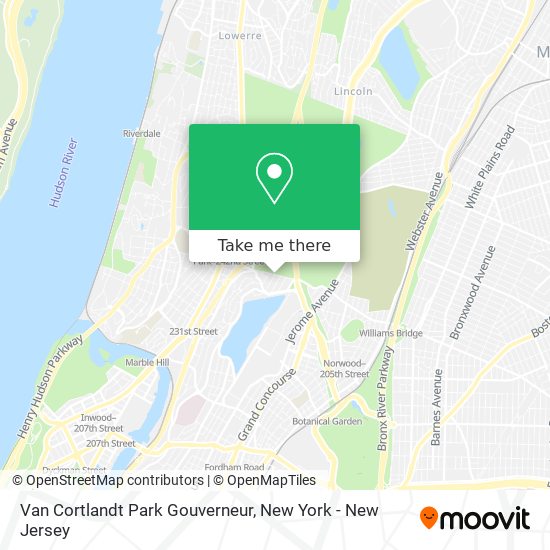 Mapa de Van Cortlandt Park Gouverneur