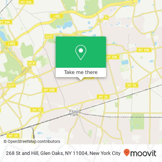 Mapa de 268 St and Hill, Glen Oaks, NY 11004