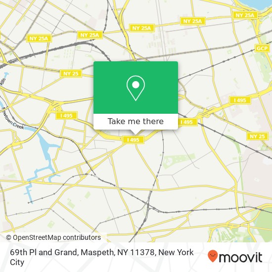 Mapa de 69th Pl and Grand, Maspeth, NY 11378