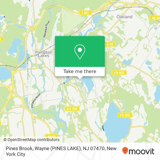 Mapa de Pines Brook, Wayne (PINES LAKE), NJ 07470