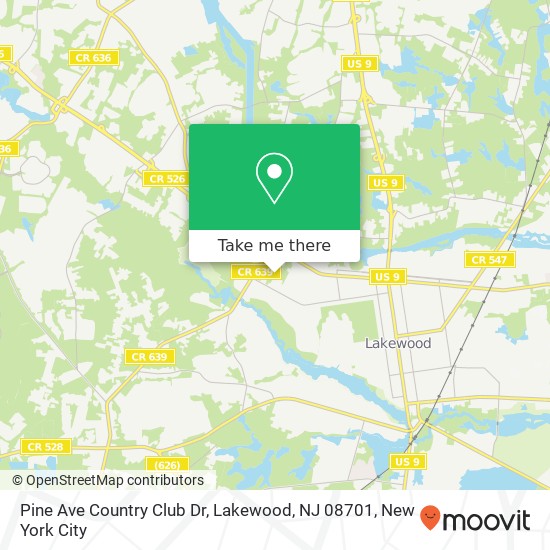Mapa de Pine Ave Country Club Dr, Lakewood, NJ 08701