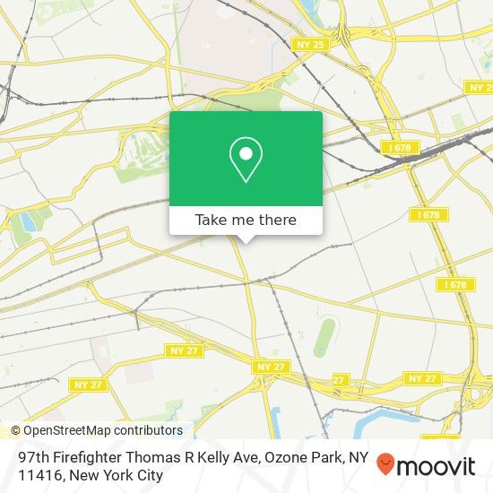 97th Firefighter Thomas R Kelly Ave, Ozone Park, NY 11416 map
