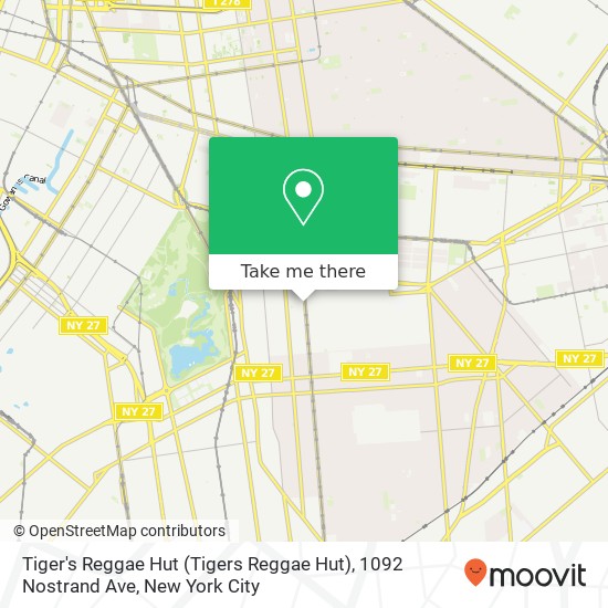 Mapa de Tiger's Reggae Hut (Tigers Reggae Hut), 1092 Nostrand Ave