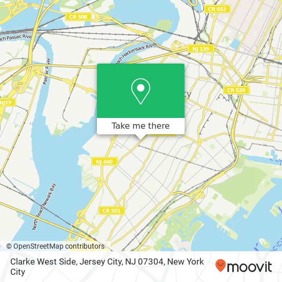 Mapa de Clarke West Side, Jersey City, NJ 07304