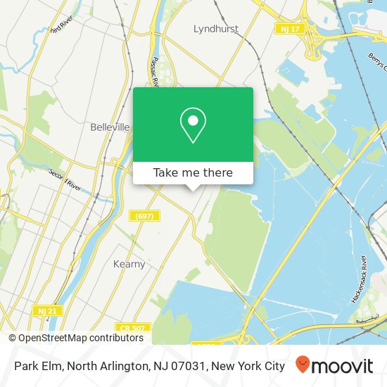 Mapa de Park Elm, North Arlington, NJ 07031