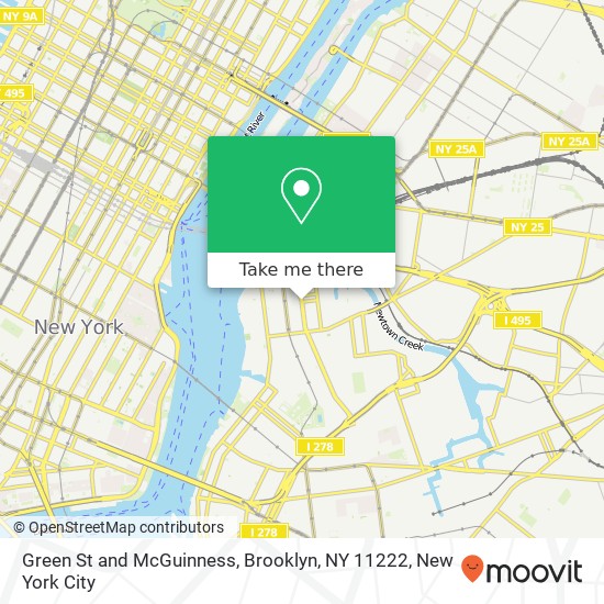 Mapa de Green St and McGuinness, Brooklyn, NY 11222