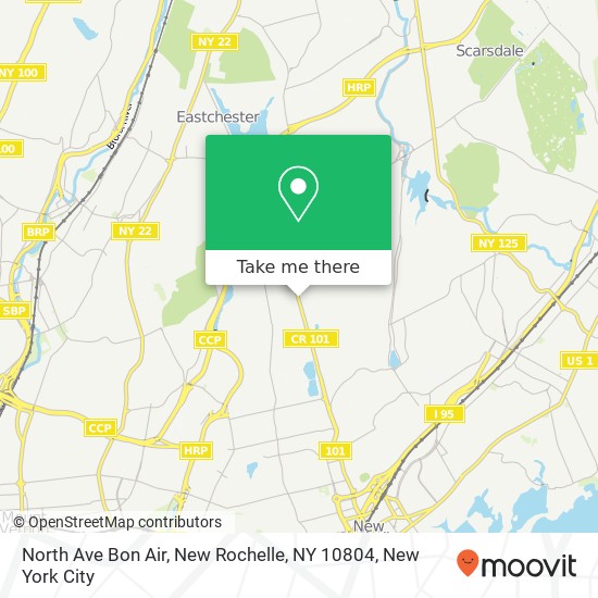 Mapa de North Ave Bon Air, New Rochelle, NY 10804