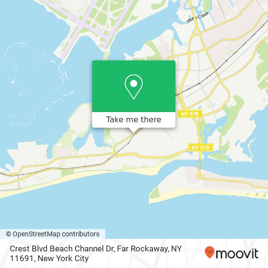 Mapa de Crest Blvd Beach Channel Dr, Far Rockaway, NY 11691