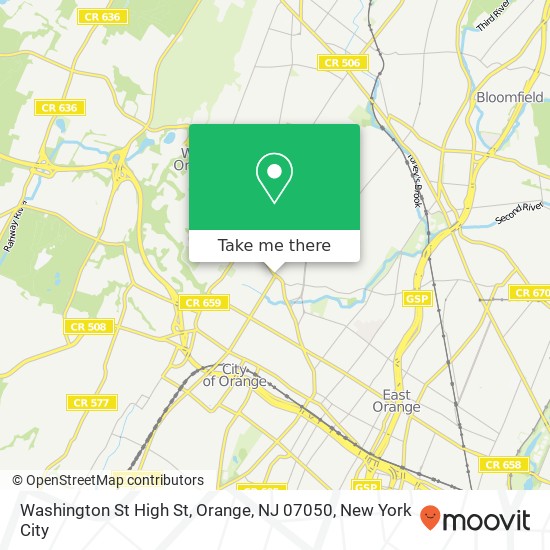 Washington St High St, Orange, NJ 07050 map
