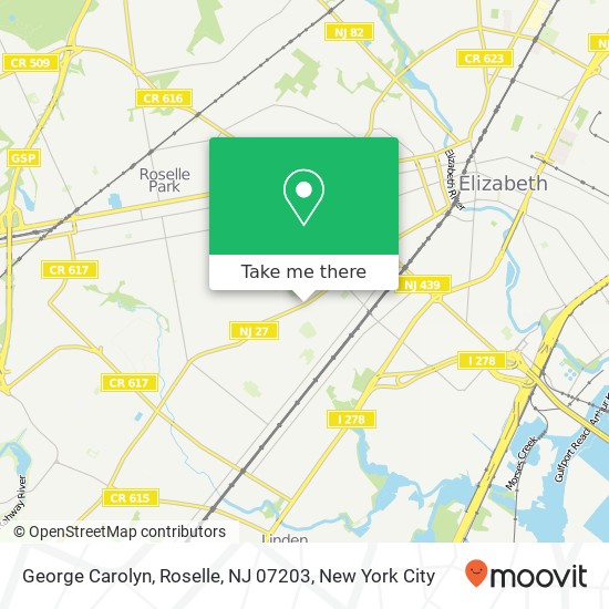 Mapa de George Carolyn, Roselle, NJ 07203