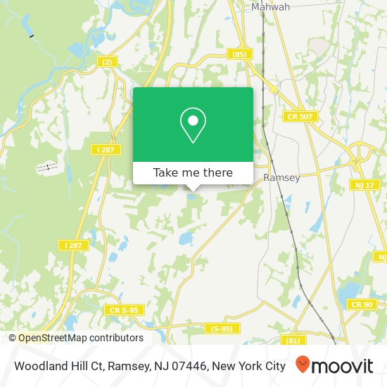 Mapa de Woodland Hill Ct, Ramsey, NJ 07446