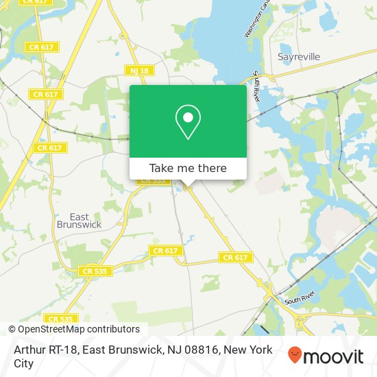 Mapa de Arthur RT-18, East Brunswick, NJ 08816