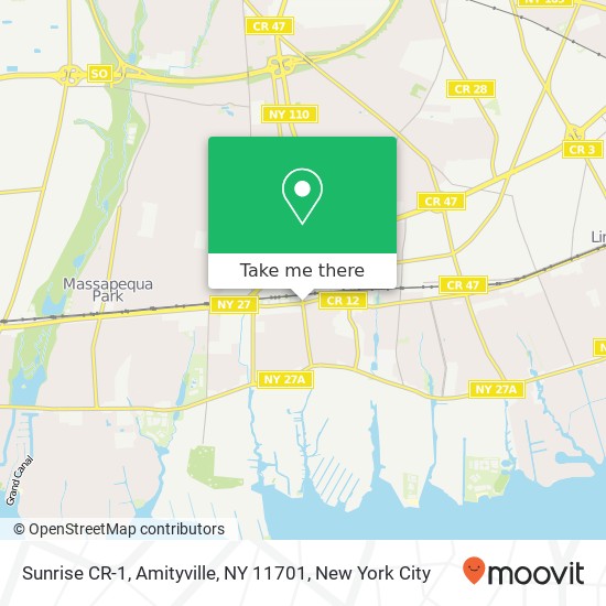 Mapa de Sunrise CR-1, Amityville, NY 11701