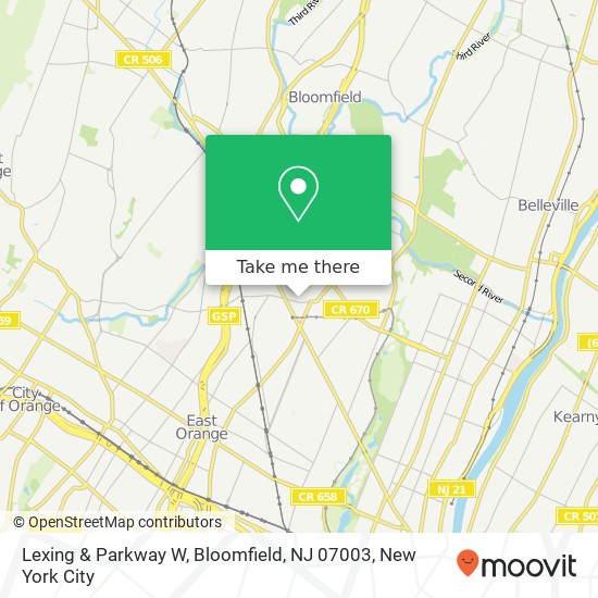 Mapa de Lexing & Parkway W, Bloomfield, NJ 07003