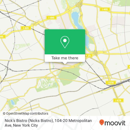 Mapa de Nick's Bistro (Nicks Bistro), 104-20 Metropolitan Ave