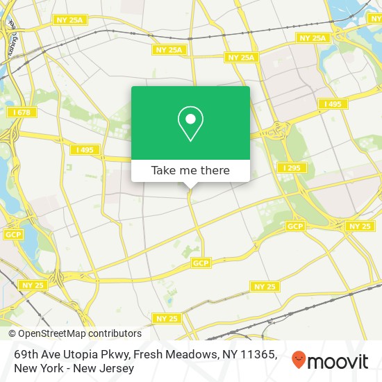 Mapa de 69th Ave Utopia Pkwy, Fresh Meadows, NY 11365
