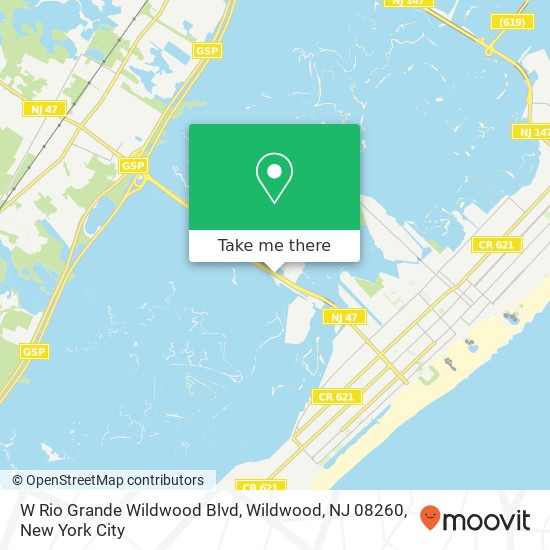 Mapa de W Rio Grande Wildwood Blvd, Wildwood, NJ 08260