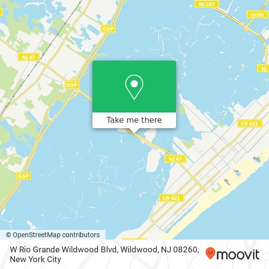 Mapa de W Rio Grande Wildwood Blvd, Wildwood, NJ 08260