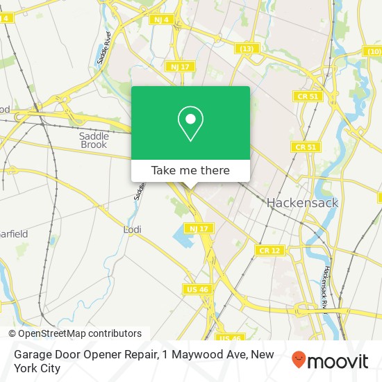 Garage Door Opener Repair, 1 Maywood Ave map