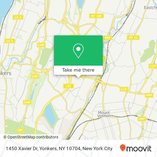 Mapa de 1450 Xavier Dr, Yonkers, NY 10704