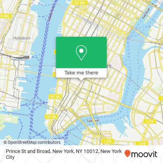 Mapa de Prince St and Broad, New York, NY 10012