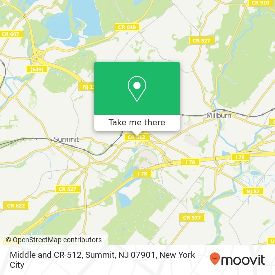 Mapa de Middle and CR-512, Summit, NJ 07901