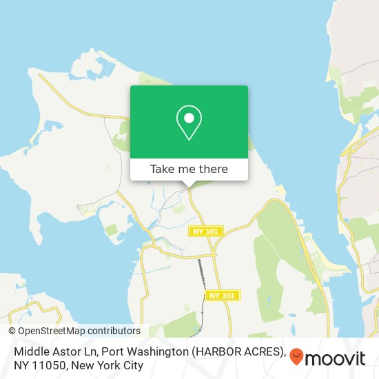 Middle Astor Ln, Port Washington (HARBOR ACRES), NY 11050 map