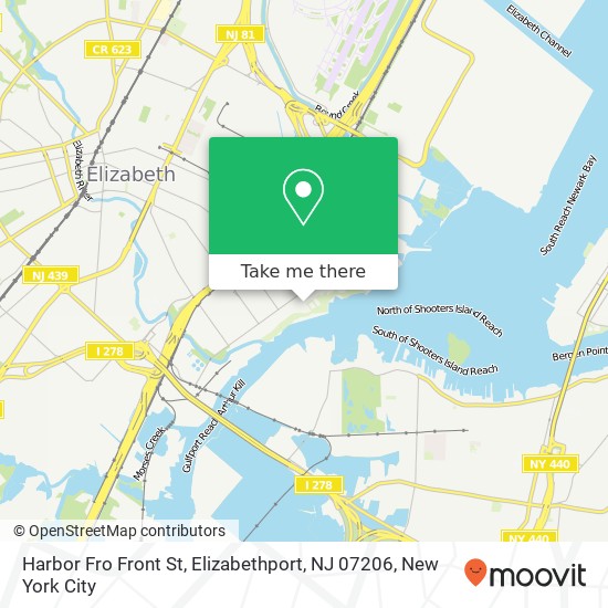 Mapa de Harbor Fro Front St, Elizabethport, NJ 07206