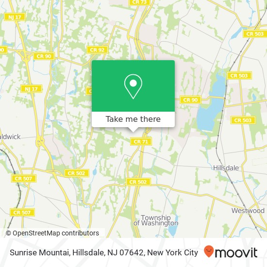 Mapa de Sunrise Mountai, Hillsdale, NJ 07642