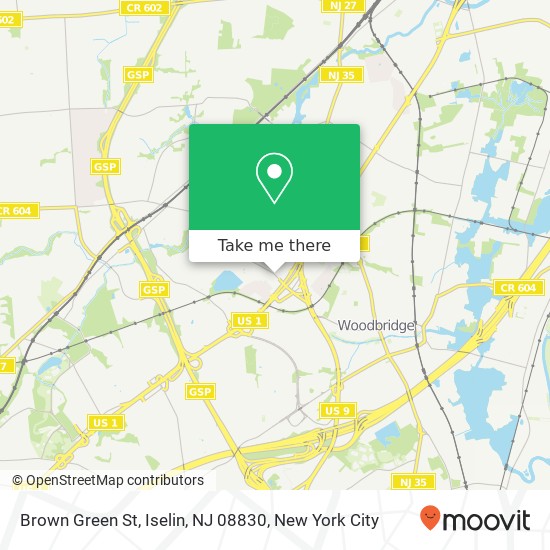 Mapa de Brown Green St, Iselin, NJ 08830