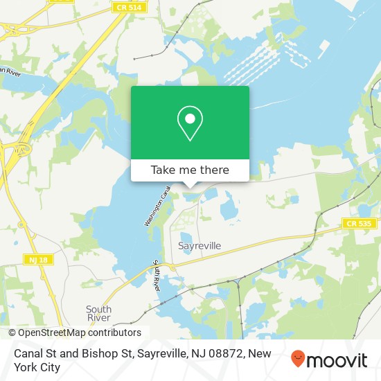 Mapa de Canal St and Bishop St, Sayreville, NJ 08872