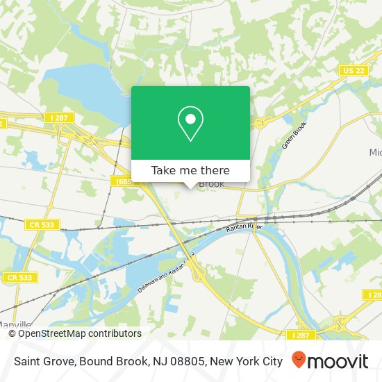 Mapa de Saint Grove, Bound Brook, NJ 08805