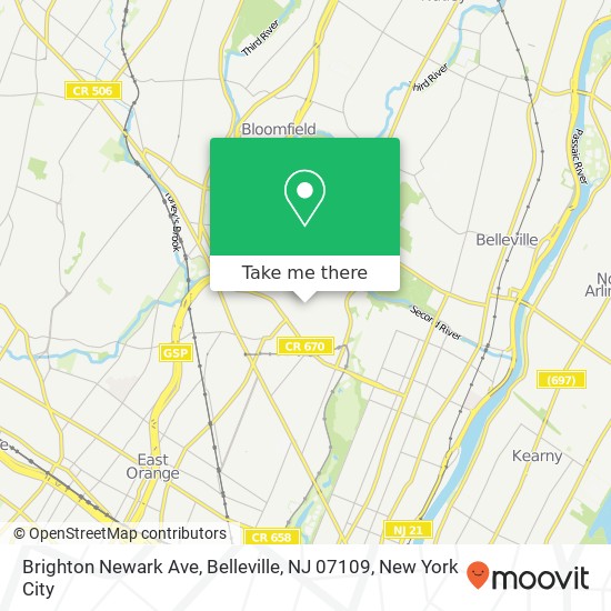 Mapa de Brighton Newark Ave, Belleville, NJ 07109