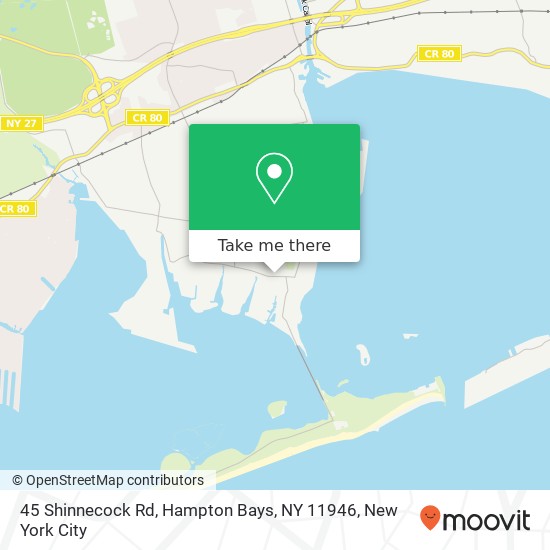 Mapa de 45 Shinnecock Rd, Hampton Bays, NY 11946
