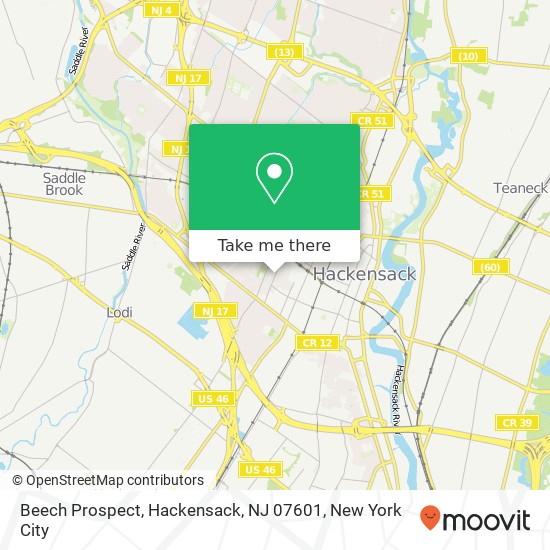 Mapa de Beech Prospect, Hackensack, NJ 07601