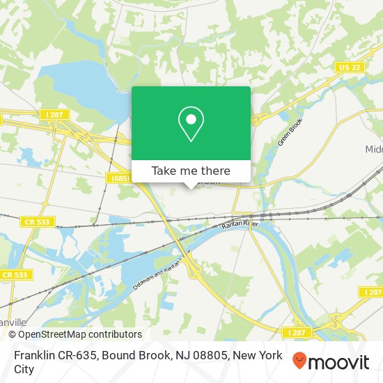 Mapa de Franklin CR-635, Bound Brook, NJ 08805