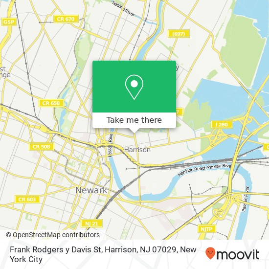 Mapa de Frank Rodgers y Davis St, Harrison, NJ 07029