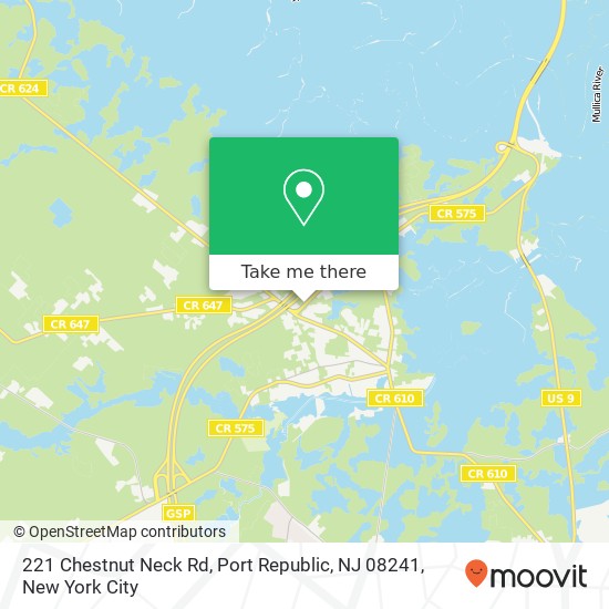 Mapa de 221 Chestnut Neck Rd, Port Republic, NJ 08241