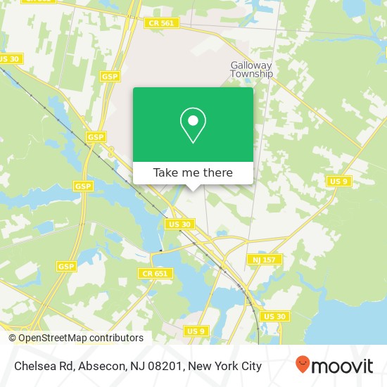 Mapa de Chelsea Rd, Absecon, NJ 08201