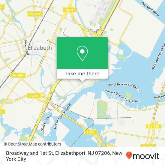 Mapa de Broadway and 1st St, Elizabethport, NJ 07206