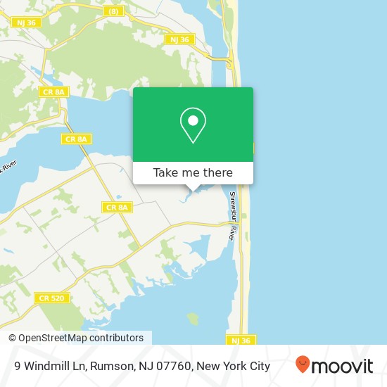 Mapa de 9 Windmill Ln, Rumson, NJ 07760